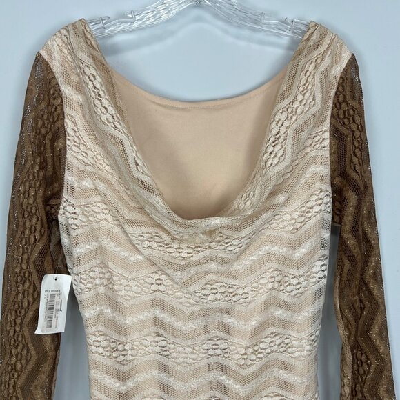 Honey and Rosie Juniors Glittery Chevron Stripe Lace Dress Brown Ombre size L - Picture 5 of 11